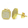 Oro Laminado Stud Earring, Gold Filled Style with White Cubic Zirconia, Polished, Golden Finish, 02.342.0030