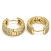 Oro Laminado Huggie Hoop, Gold Filled Style with White Micro Pave, Polished, Golden Finish, 02.217.0022.20