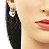 Rhodium Plated Stud Earring, Heart and Ball Design, Polished, Rhodium Finish, 02.60.0159.1