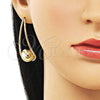 Oro Laminado Stud Earring, Gold Filled Style Teardrop and Ball Design, Polished, Golden Finish, 02.428.0027