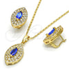 Oro Laminado Earring and Pendant Adult Set, Gold Filled Style with Tanzanite Cubic Zirconia and White Crystal, Polished, Golden Finish, 10.99.0013.1