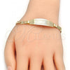 Oro Laminado ID Bracelet, Gold Filled Style Flower Design, Polished, Golden Finish, 03.63.1933.07