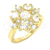 Oro Laminado Multi Stone Ring, Gold Filled Style Heart Design, with White Cubic Zirconia, Polished, Golden Finish, 01.221.0003.07 (Size 7)