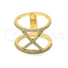 Oro Laminado Multi Stone Ring, Gold Filled Style with White Cubic Zirconia, Polished, Golden Finish, 01.166.0031.07 (Size 7)
