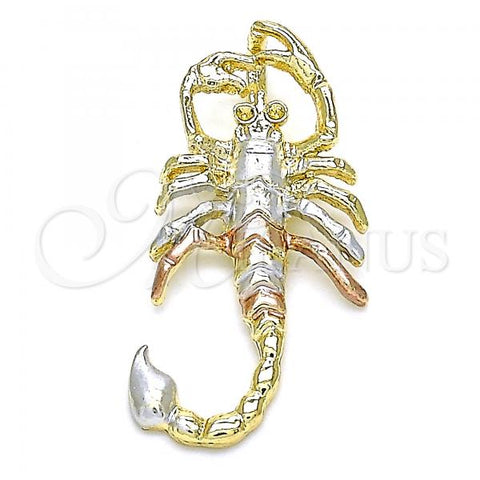 Oro Laminado Fancy Pendant, Gold Filled Style Scorpion Design, Polished, Tricolor, 05.351.0095