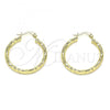 Oro Laminado Medium Hoop, Gold Filled Style Diamond Cutting Finish, Golden Finish, 02.213.0251.1.30