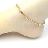 Oro Laminado Basic Anklet, Gold Filled Style Miami Cuban Design, Polished, Golden Finish, 04.63.1360.10