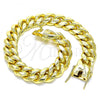Oro Laminado Basic Bracelet, Gold Filled Style Miami Cuban Design, Polished, Golden Finish, 03.278.0002.08