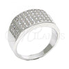 Rhodium Plated Mens Ring, with White Cubic Zirconia, Polished, Rhodium Finish, 01.266.0030.1.10 (Size 10)