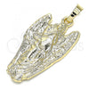 Oro Laminado Religious Pendant, Gold Filled Style Angel Design, Polished, Golden Finish, 05.213.0077