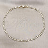 Oro Laminado Basic Anklet, Gold Filled Style Figaro Design, Polished, Golden Finish, 5.222.017.10