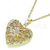 Oro Laminado Locket Pendant, Gold Filled Style Heart Design, Polished, Golden Finish, 05.117.0014
