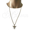 Oro Laminado Pendant Necklace, Gold Filled Style Angel Design, with White Crystal, Polished, Golden Finish, 04.242.0067.30