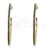 Oro Laminado Stud Earring, Gold Filled Style with Black Crystal, Polished, Golden Finish, 02.122.0118.4.55