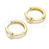 Oro Laminado Huggie Hoop, Gold Filled Style Belt Buckle Design, Pink Enamel Finish, Golden Finish, 02.213.0236.15