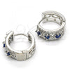 Rhodium Plated Huggie Hoop, with Sapphire Blue and White Cubic Zirconia, Polished, Rhodium Finish, 02.210.0091.4.15