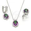 Sterling Silver Earring and Pendant Adult Set, with  Cubic Zirconia and White Micro Pave, Polished, Rhodium Finish, 10.186.0022