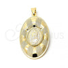 Oro Laminado Religious Pendant, Gold Filled Style Guadalupe Design, Matte Finish, Golden Finish, 05.09.0031