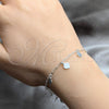 Sterling Silver Fancy Bracelet, Heart Design, Polished, Silver Finish, 03.409.0157.07