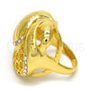 Oro Laminado Multi Stone Ring, Gold Filled Style Greek Key Design, with White Crystal, Polished, Golden Finish, 01.241.0029.07 (Size 7)