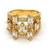 Oro Laminado Multi Stone Ring, Gold Filled Style with White Cubic Zirconia, Polished, Golden Finish, 01.260.0001.09.GT (Size 9)