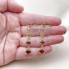 Oro Laminado Long Earring, Gold Filled Style with Multicolor Cubic Zirconia, Polished, Golden Finish, 02.323.0104