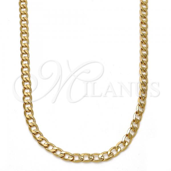 Gold Tone Basic Necklace, Curb Design, Polished, Golden Finish, 04.242.0025.24GT