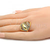 Oro Laminado Multi Stone Ring, Gold Filled Style with White Crystal, Polished, Golden Finish, 01.241.0020.10 (Size 10)