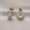 Oro Laminado Stud Earring, Gold Filled Style Teardrop Design, with Ivory Pearl, Polished, Golden Finish, 02.379.0084