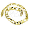 Oro Laminado Basic Anklet, Gold Filled Style Figaro Design, Polished, Golden Finish, 5.222.011.10