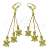 Oro Laminado Long Earring, Gold Filled Style Turtle Design, Polished, Golden Finish, 5.066.008