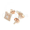 Sterling Silver Stud Earring, with White Cubic Zirconia and White Crystal, Polished, Rose Gold Finish, 02.369.0015.1