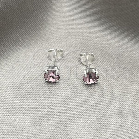 Sterling Silver Stud Earring, with Amethyst Cubic Zirconia, Polished, Silver Finish, 02.397.0040.06