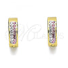 Stainless Steel Huggie Hoop, with Pink and White Crystal, Polished, Golden Finish, 02.230.0072.3.12