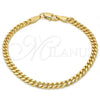 Oro Laminado Basic Bracelet, Gold Filled Style Miami Cuban Design, Polished, Golden Finish, 04.63.1360.07