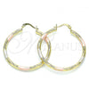 Oro Laminado Medium Hoop, Gold Filled Style Diamond Cutting Finish, Tricolor, 02.213.0242.40