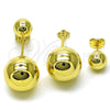 Oro Laminado Stud Earring, Gold Filled Style Ball and Hollow Design, Polished, Golden Finish, 02.156.0696