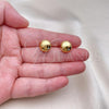 Oro Laminado Stud Earring, Gold Filled Style Ball and Hollow Design, Polished, Golden Finish, 02.342.0324