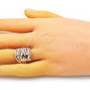 Oro Laminado Elegant Ring, Gold Filled Style Diamond Cutting Finish, Golden Finish, 01.233.0031.07