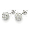 Sterling Silver Stud Earring, with White Crystal, Polished, Rhodium Finish, 02.332.0042.6