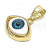 Oro Laminado Fancy Pendant, Gold Filled Style Evil Eye Design, Turquoise Resin Finish, Golden Finish, 05.351.0050