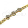 Oro Laminado Fancy Bracelet, Gold Filled Style with White Micro Pave, Polished, Golden Finish, 03.283.0183.07