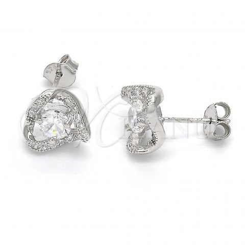 Sterling Silver Stud Earring, with White Cubic Zirconia, Polished, Rhodium Finish, 02.186.0109