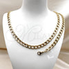 Stainless Steel Necklace and Bracelet, Curb Design, Golden Finish, 06.256.0008