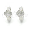 Sterling Silver Huggie Hoop, with White Micro Pave, Polished, Rhodium Finish, 02.175.0169.15
