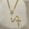 Oro Laminado Medium Rosary, Gold Filled Style Caridad del Cobre and Crucifix Design, Polished, Golden Finish, 09.253.0034.24