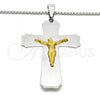 Stainless Steel Pendant Necklace, Crucifix Design, Polished, Two Tone, 04.116.0006.30