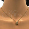 Gold Tone Pendant Necklace, with White Cubic Zirconia and White Micro Pave, Polished, Golden Finish, 04.213.0022.16.GT