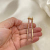 Oro Laminado Stud Earring, Gold Filled Style with Pink Crystal, Polished, Golden Finish, 02.122.0118.3.55