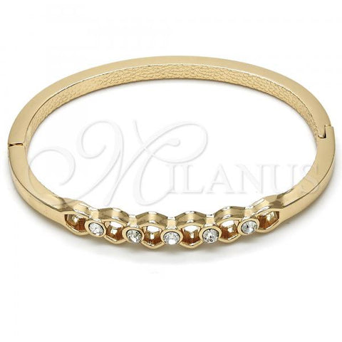 Oro Laminado Individual Bangle, Gold Filled Style with White Crystal, Polished, Golden Finish, 07.307.0014.05 (04 MM Thickness, Size 5 - 2.50 Diameter)